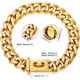 thumbnail image 2 of Collar dorado para perro, collar de cadena con hebilla resistente, collar de cadena de eslabones cubanos para perros grandes, collar de eslabones cubanos brillantes con cierre de circonita., 2 of 5