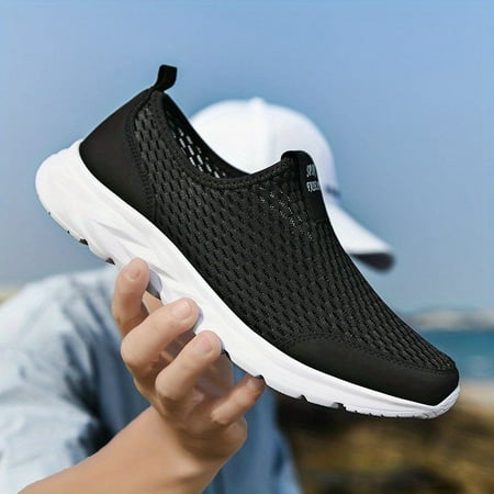 

Breathable Stretch Knit Lightweight Comfort Men s Slip-on Mesh Sneakers - Athletic Shoes - Comfy And Breathable Walking Shoes，