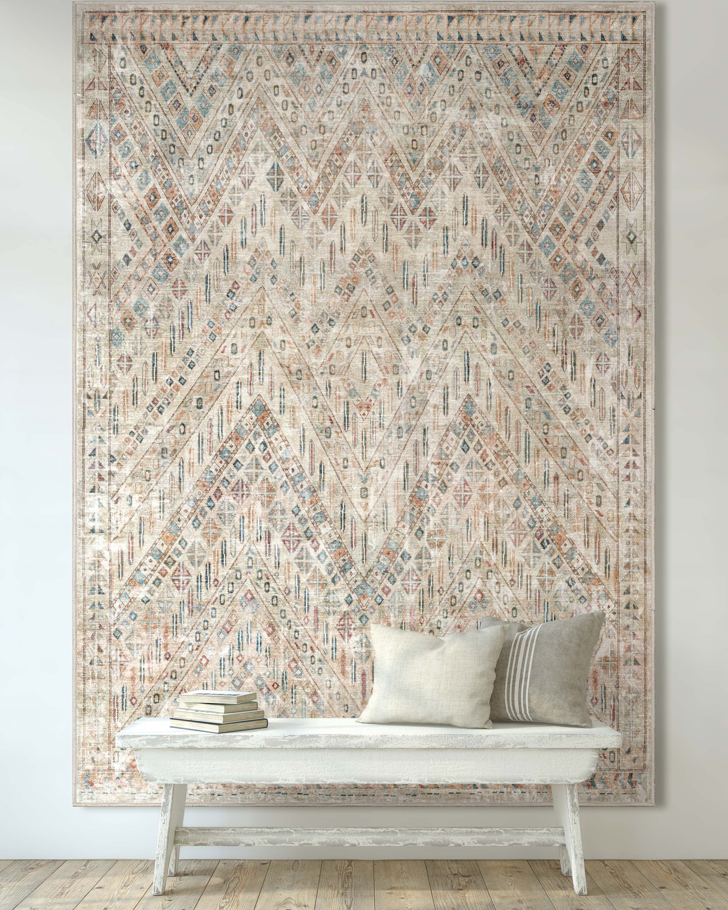 Well Woven Asha Anya Vintage Tribal Ivory 7'7" x 9'10" Machine Washable Area Rug