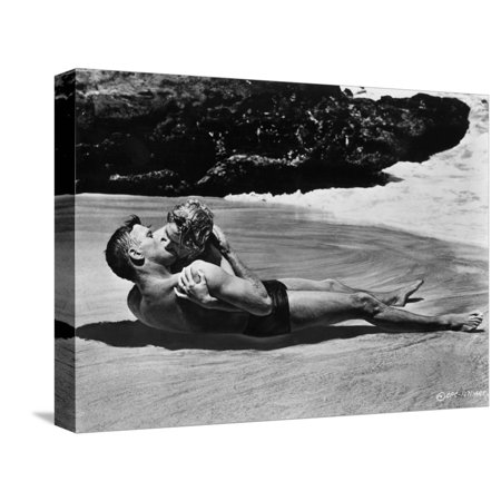 Art.com FROM HERE TO ETERNITY, 1953 directed by FRED ZINNEMANN Burt Lancaster and Deborah Kerr (b/w photo) Stretched Canvas Print Wall Art, 16" x 12"