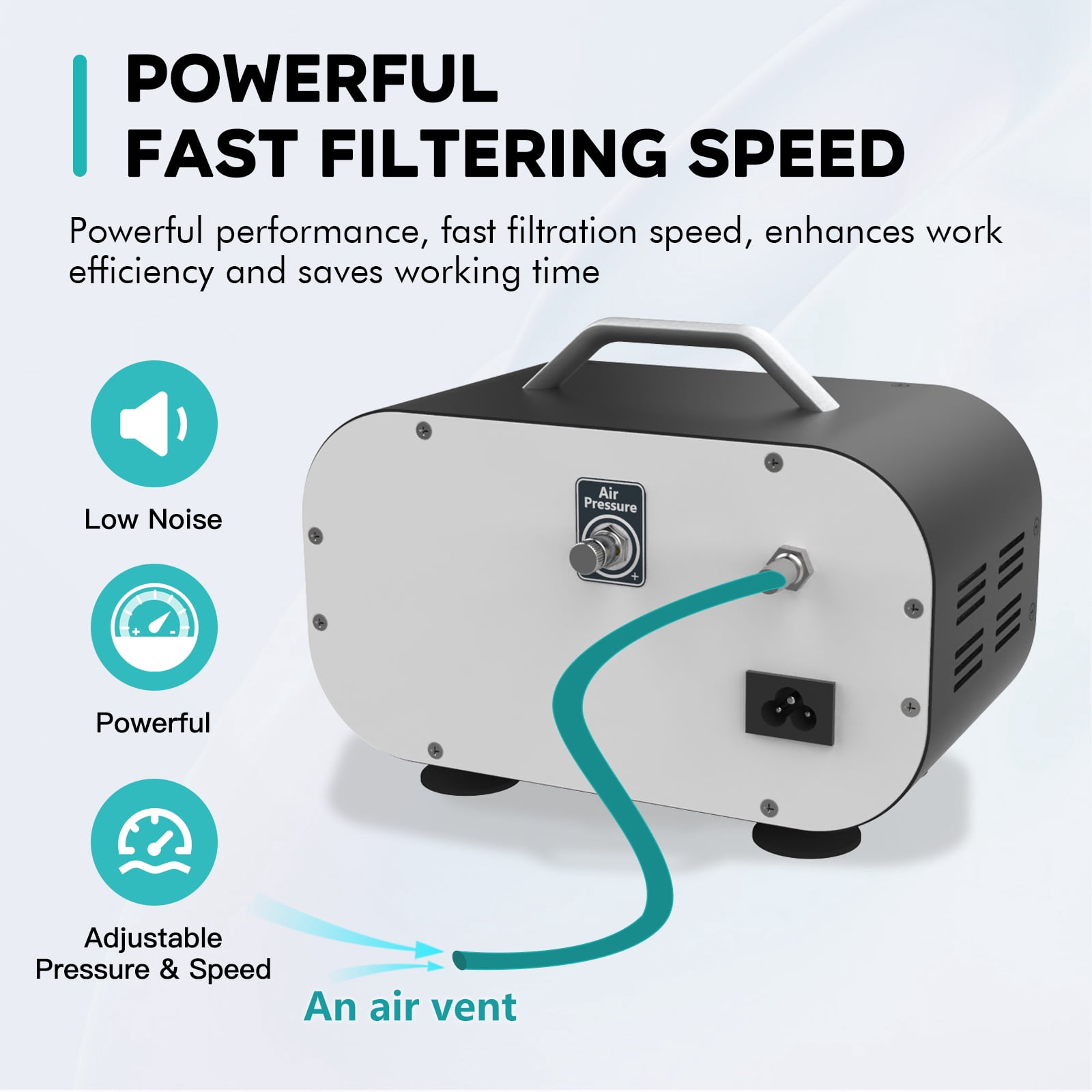 LAB FISH VP-20PRO Oil-Free Vacuum Pump, 20L/min, Adjustable Vacuum & Flow, 0.08MPa, for Laboratory, Research, Industrial Use – Maintenance-Free, Low Vibration