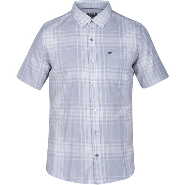 Hurley Archer Plaid Button Up Shirt para hombre, gris, pequeño Hurley Botones al frente