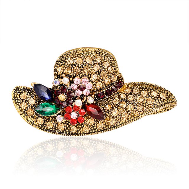Broche de aleación nueva y fina CHAO sombrero para el sol con diamantes