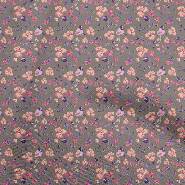 oneOone Viscose Chiffon Light Brown Fabric Floral Craft Projects Decor Fabric Printed By The Yard 42 Inch Wide