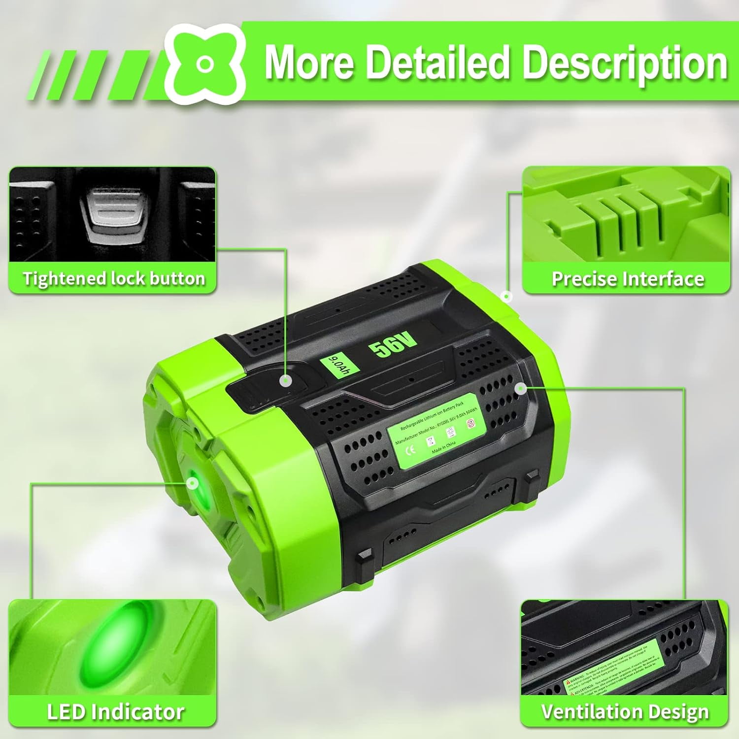 Ohyes Bat Moticett EGO 56V 9000mAh Power Tool Battery for EGO BA2800