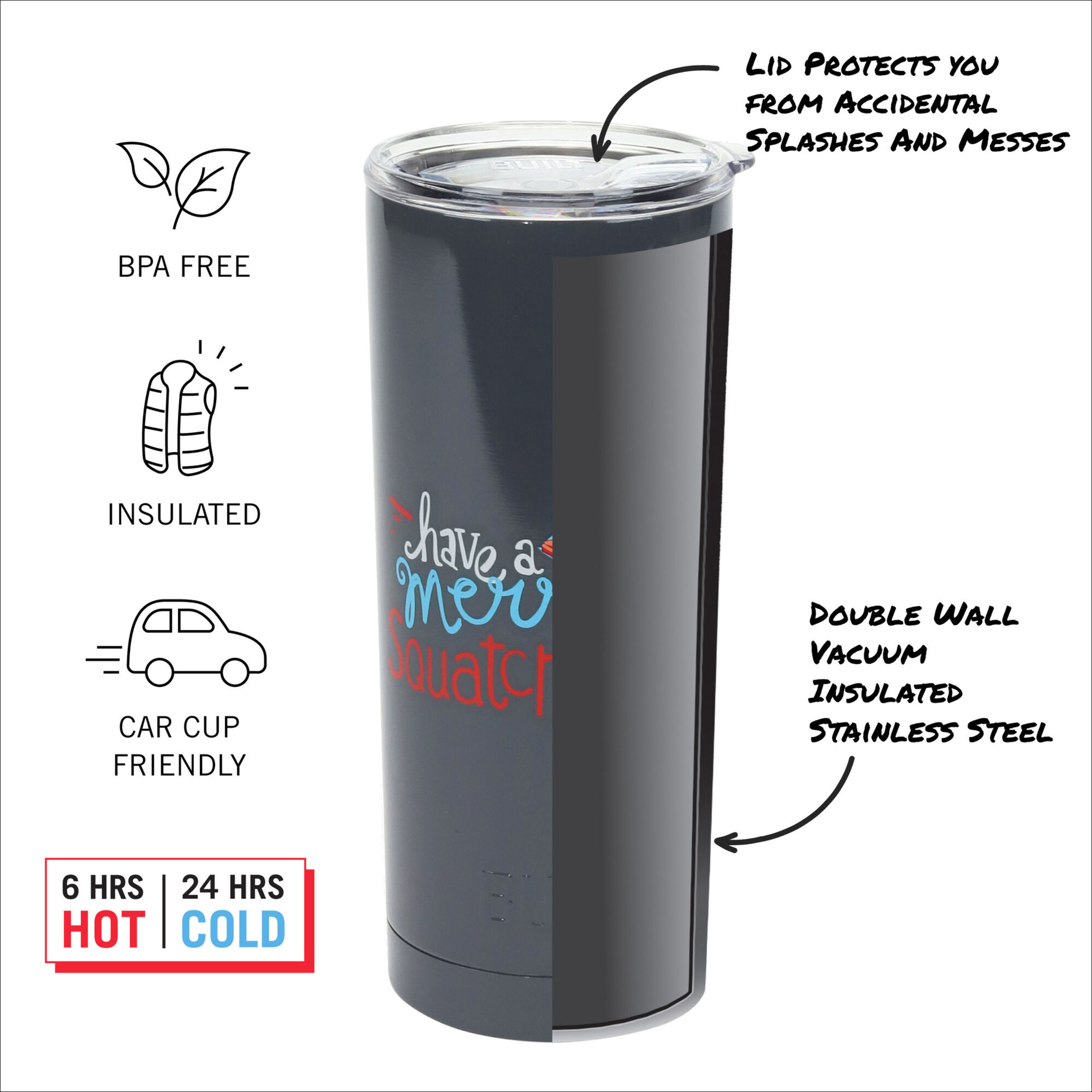Built Holiday Tumbler with Straw 20oz Stainless Steel White