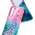 thumbnail image 4 of Nagebee Case for Samsung Galaxy S21 5G with Screen Protector (Soft Full Coverage), Sparkle Glitter Liquid Bling Diamond [Ring Holder & Wrist Strap] Women Girls Cute Case (Pink/Aqa), 4 of 7
