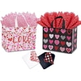 thumbnail image 2 of 2 count 12.6" Valentines  Bags With Tissue Paper and Card, Large Valentine's Day  Bags  Love Heart Valentines Bags, Valentines Goodie Bags(White, Black), 2 of 7