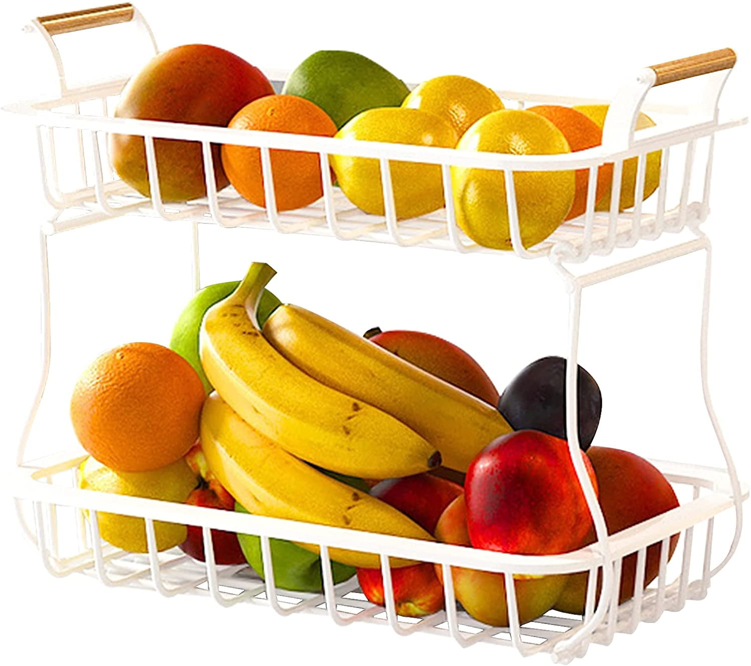 2 Tier Countertop Fruit Basket for Kitchen Vegetable Fruits Basket Bowl