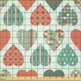 thumbnail image 2 of Ambesonne Valentines Fabric by the Yard Microfiber, Retro Hearts Pattern, 1 Yard, Teal Coral White, 2 of 2