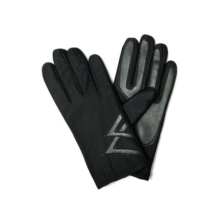 Men's Black Winter Soft Stretch Stylish Driving Gloves with Faux Leather Details and Warm Fleece (Best Way To Stretch Leather Gloves)