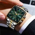 thumbnail image 3 of POEDAGAR Luxury Square Sport Man Wristwatch Waterproof Chronograph Stainless Steel Quartz Men's Watches, 3 of 10
