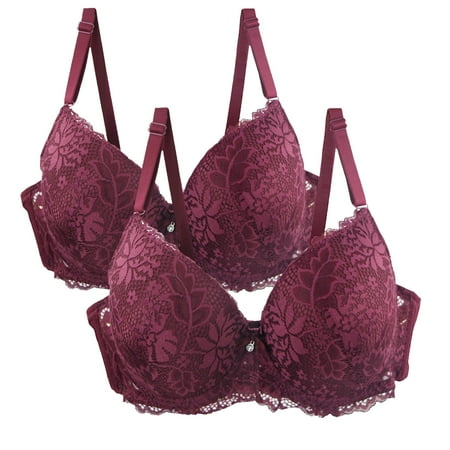 Baodmurt Bras Set for Women Lounge & Sleep Adaptive Lingerie  Underwear  Red+Red 33D