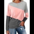 thumbnail image 1 of Blusas de Bloque de Color para Mujer, Estilo Túnica Informal de Larga con Cuello Redondo, Tipo Jersey. Rosa Grisáceo M, 1 of 8