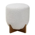 thumbnail image 2 of Pemberly Row Gray Boucle Fabric and Walnut Brown Wood Ottoman Footstool, 2 of 8