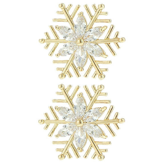 EXHUMKY Elegant Snowflake Brooch Set, 2-Piece All- Collar Pins for Women, Winter Fashion Accessories