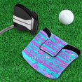 thumbnail image 5 of Haosy Blue Pink Stripes with Flowers Golf Mallet Putter Cover Strong Magnetic Leather Golf Club Headcover Closure, 5 of 7
