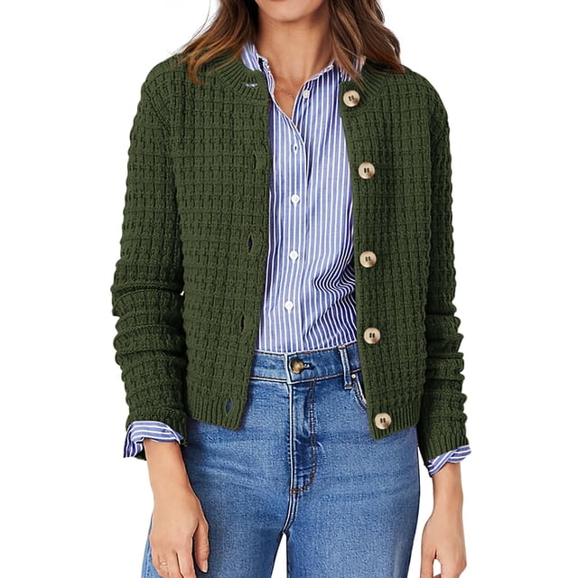 Cardigan de Punto PRETTYGARDEN para Mujer, Suéter con Botones y Mangas Largas, Talla M