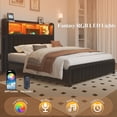 thumbnail image 6 of Full Bed Frame with LED Lights, Charging Station , Tall Storage Headboard, 6 of 10