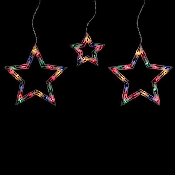 Northlight Star Shaped Icicle Christmas Lights - Multicolor - 7' White Wire - 6ct