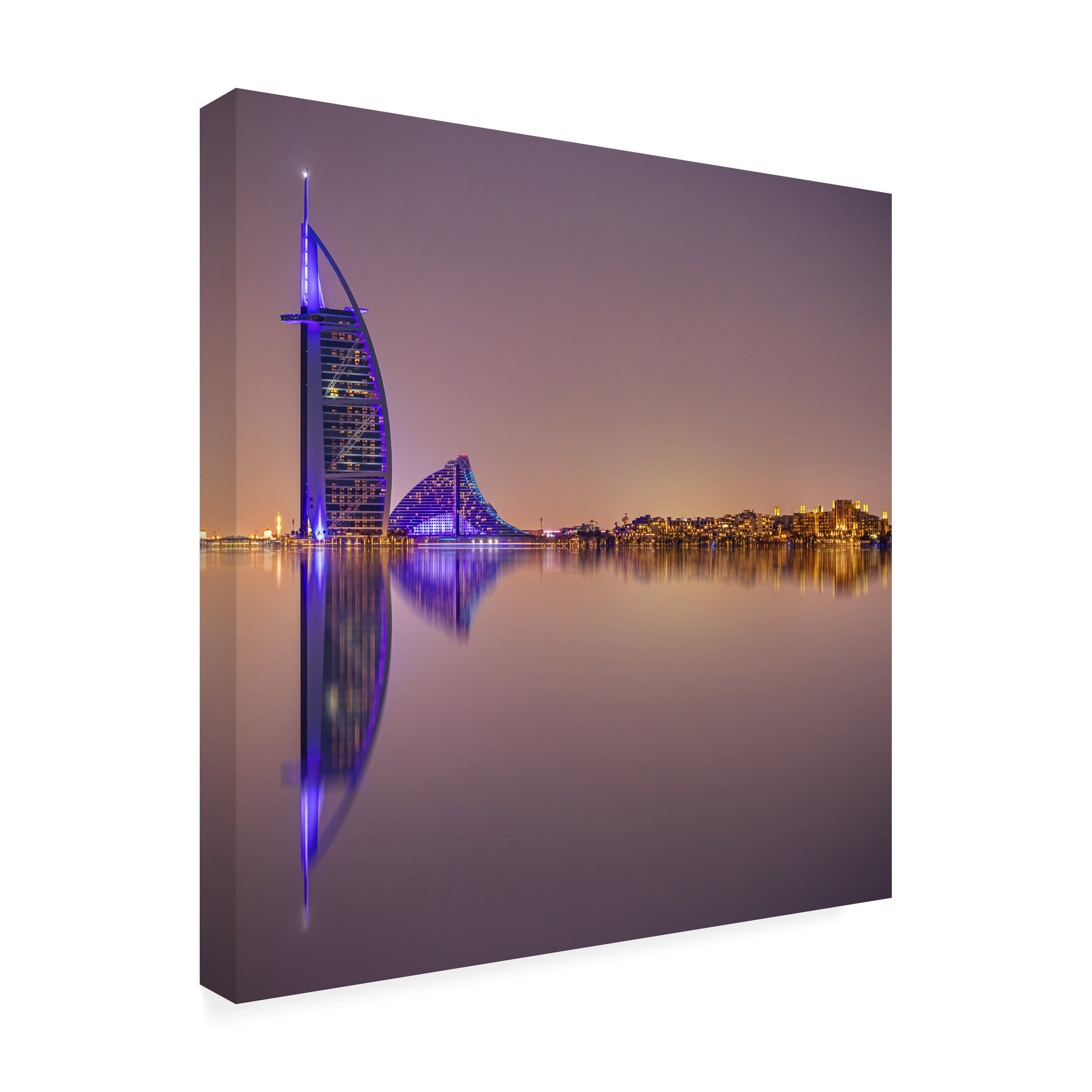 Canvas Wall Art - Mohammed Shamaa 'Burj Al Arab Reflections' Wall Art for Living Room, Bedroom, or Office D?cor by Trademark Fine Art - 35 x 35 Inches