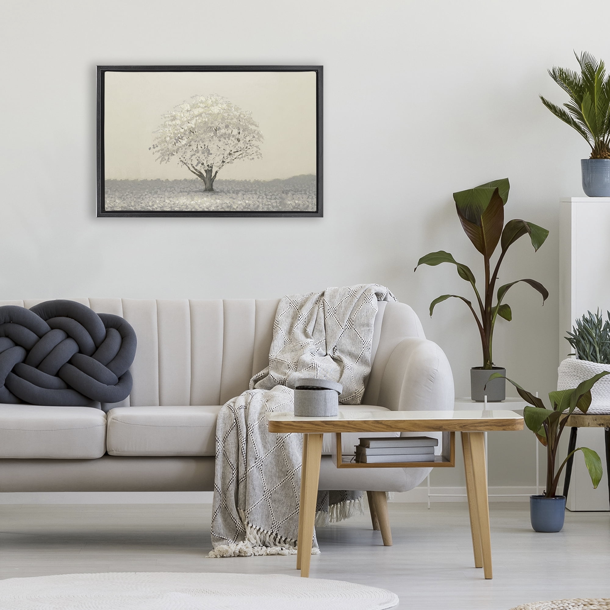 Stupell Industries Neutral Radiance Tree Black Framed Floater Canvas Wall Art, design by Michael Marcon