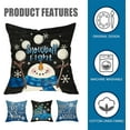 thumbnail image 3 of Warm Winter Wishes Decorative Throw Pillow Covers 18x18 Set of 4, Snowman Truck Christmas Tree Blue Black Outdoor Pillowcase, Let It Snow Snowflake Holiday Farmhouse Cushion Case Home Decor, 3 of 6