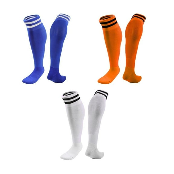 Lian LifeStyle 3 Pairs Knee High Sports Socks for Soccer, Softball, Baseball, Soccer, and Many Other Sports XL002 Size S Blue,Orange,White