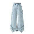 thumbnail image 2 of YMNXA Big Girls Boys Casual Denim Pants High Waist Star Appliques Wide Leg Loose Fashion Jeans For Daily Wear Blue 11-11.5 Years, 2 of 7