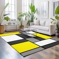 thumbnail image 3 of Large Area Rugs 8'x10', Modern Geometric Yellow Black Carpet Runner Indoor Outdoor Rugs Home Decor Aesthetic, Abstract Minimalist Blocks Non Slip Mats Washable Accent Rug for Living Room Bedroom, 3 of 8