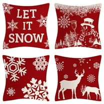 18x18 Inch Set of 4 Christmas Outdoor Pillow Covers, Waterproof Throw Pillow Cases, New Year Cushion Decor