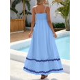 thumbnail image 2 of Light Blue Womens Flowy Sleeveless Maxi Dress With Zigzag Trim For Beach Holiday Casual Wear, 2 of 6
