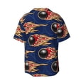 thumbnail image 4 of Balery Bowling Ball And Flame Men's Casual Button Down Shirt Short Sleeve Textured Summer Cuban Beach Shirts-Medium, 4 of 7