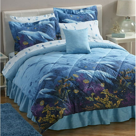 Dolphins, Beach, Tropical, Nautical, King Comforter Set (8