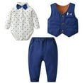 thumbnail image 1 of famuka Traje formal de 3 piezas para bebé niño con lazos, chaleco, esmoquin para caballero (azul marino 3 18-24 meses), 1 of 5