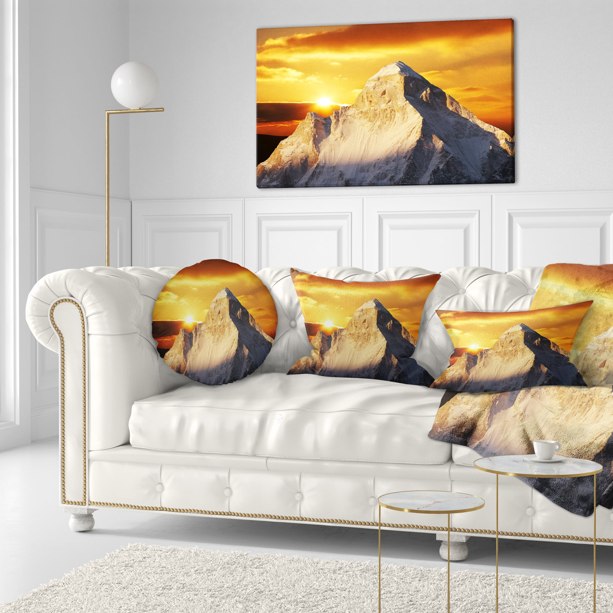 Designart Shivling Garhwal Himalaya At Sunset - Landscape Printed Throw Pillow - 12x20