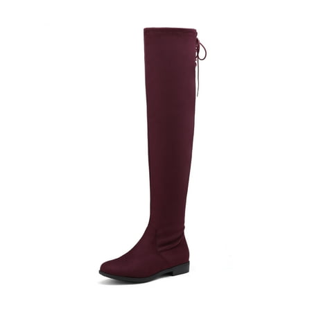

DREAM PAIRS Women s Fashion Over The Knee High Low Block Heel Riding Boots UPLACE BURGUNDY Size 7