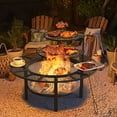 thumbnail image 2 of Dovov 47" Outdoor Firepit Wood Burning Fire Pit Tables with 2 Adjustable Swivel BBQ Grills, Round Metal Firepit Stove with Poker for BBQ, Bonfire, Picnic, Party, Camping and Patio, Black, 2 of 10