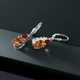thumbnail image 4 of Gem Stone King 925 Sterling Silver Ecstasy Mystic Topaz and Red Garnet Dangle Earrings for Women (7.48 Cttw, Gemstone Birthstone, Oval 10X8MM, Trillion 5MM), 4 of 4