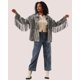 thumbnail image 3 of Chaqueta Locachy de gamuza sintética con flecos para mujer, vintage, gris, talla S, 3 of 7