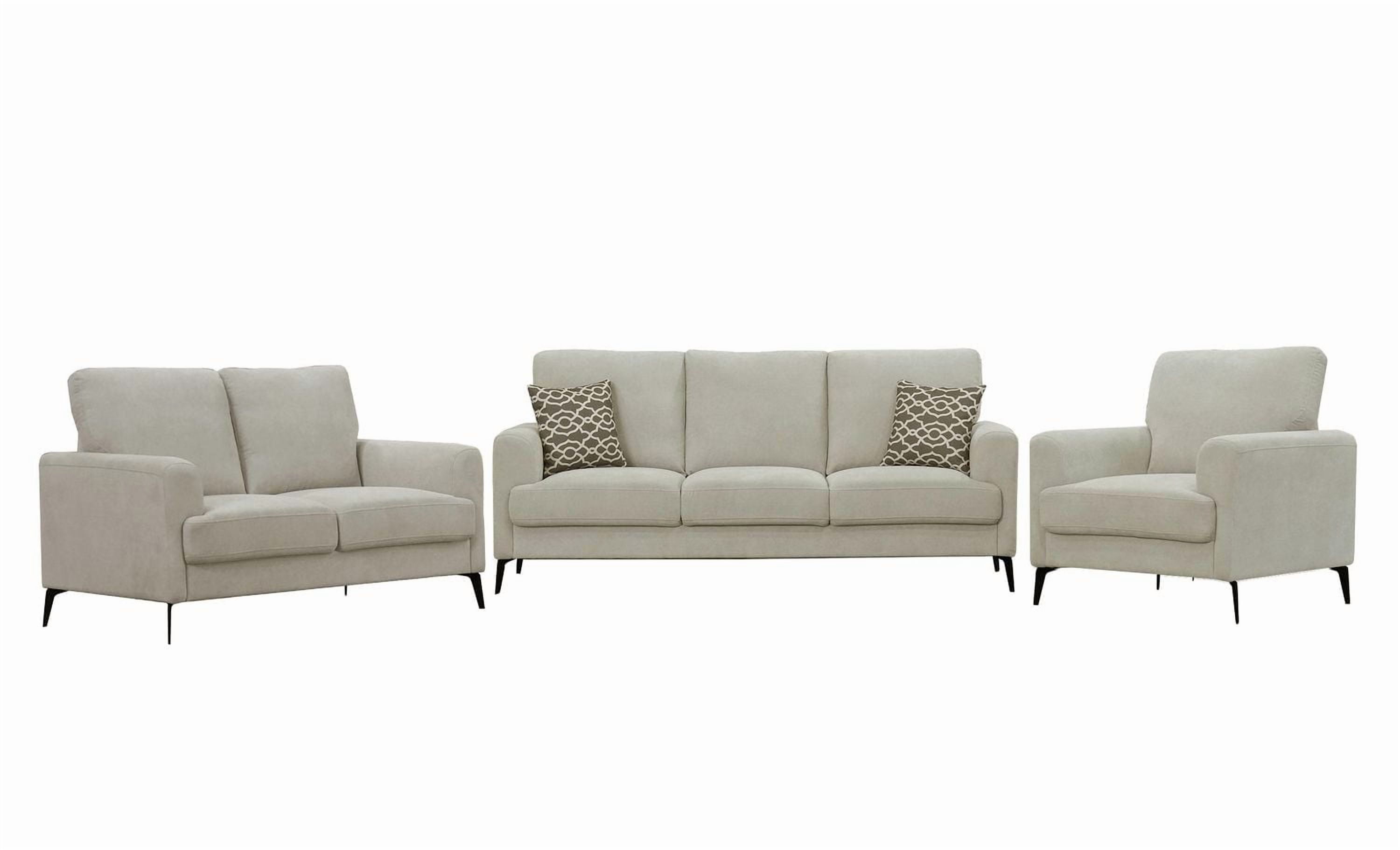 Ensemble de canapés 3 pièces en tissu velours flocon de neige Rhea de K-Living de couleur beige (canapé, causeuse et une chaise)