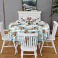 thumbnail image 2 of Blue Highland Cow Flower Butterfly Pattern Round Tablecloth 60"x60",Wrinkle Wipeable Table Cloth for Kitchen Dining Room Picnic Patio Party, 2 of 6