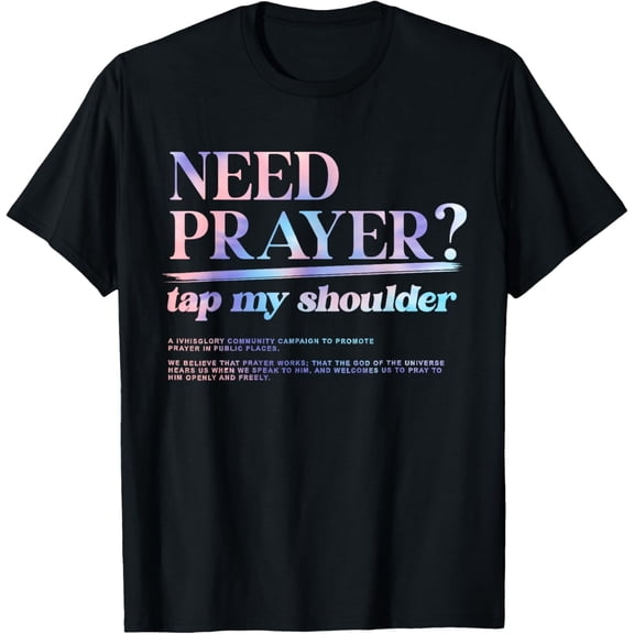 Retro Need Prayer Tap My Shoulder Christian T-Shirt Inspirational Religious Message Graphic Tee for Men Women Aesthetic Spiritual Faith Apparel