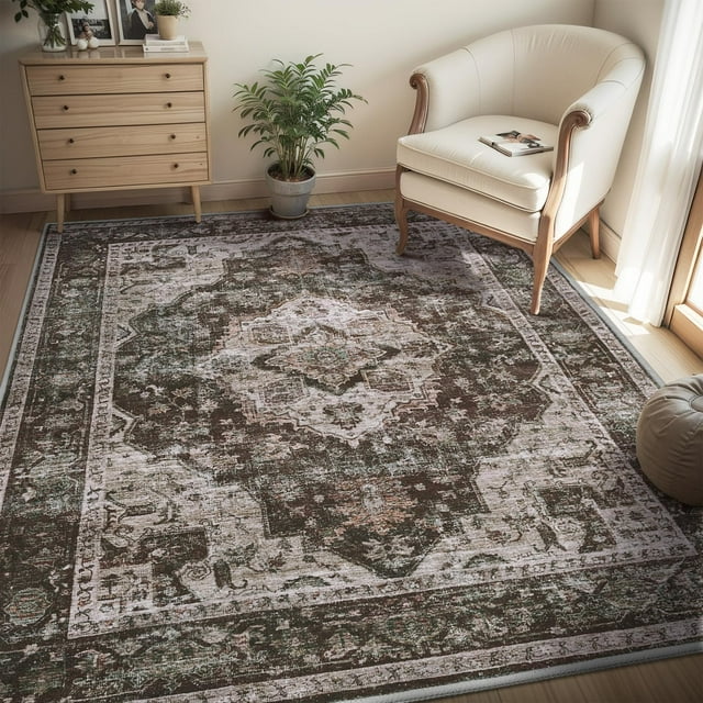 -Runner Rug X Rugs for Living Room- Machine Washable Rug-Soft Living Room Rug-Vintage Non Slip Carpet-Rugs for Bedrooms Dining Office