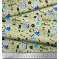 thumbnail image 2 of Soimoi Polyester Crepe Fabric Planet,Rocket & Astronaut Animals Cartoon Printed Fabric 1 Yard 52 Inch Wide, 2 of 3