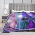 thumbnail image 4 of DouZhe Ultra-Soft Micro Fleece Lightweight Flannel Bed Blanket, Gnome Moon Snow Purple Print Cozy Warm Throw Blankets, 60"x50", 4 of 7
