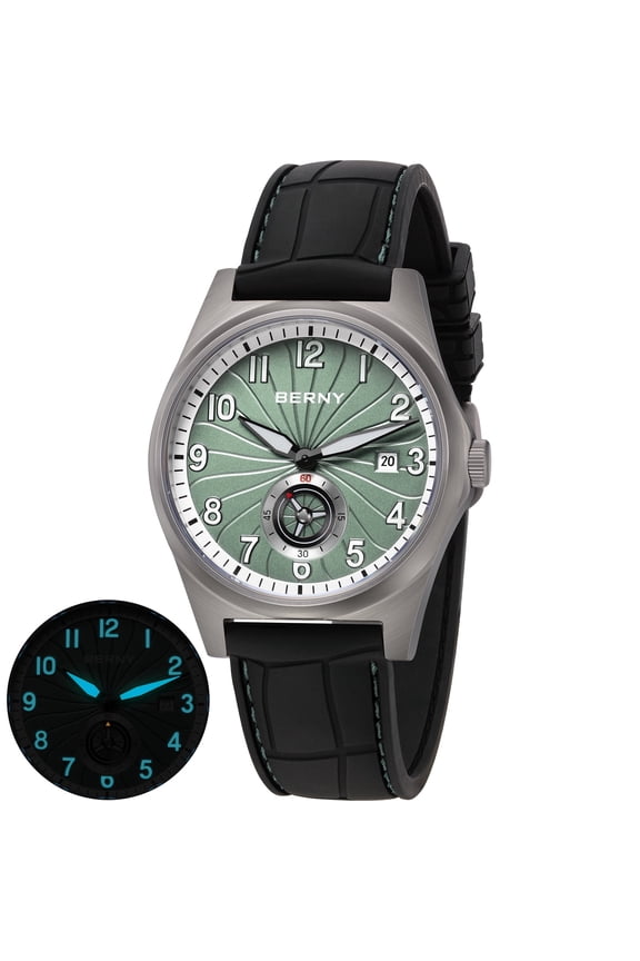 Automatic Titanium Watch for Men 100M Waterproof Fashion Men's Watch Super Luminous Male Analog Mechanical Wrist Watch, AR Sapphire Glass Small Seconds Sub-dial Date Calender Birthday Present