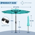 thumbnail image 2 of Garvee 9ft Solar LED Patio Umbrella,32 Lights,8 Sturdy Ribs, Crank Lift & Push Button Tilt,Lake Blue, 2 of 7