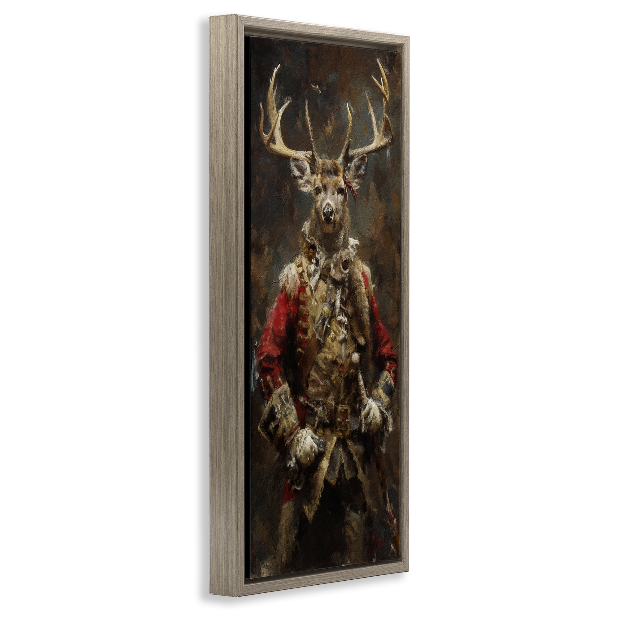 Stupell Industries Regal Deer Portrait Animals & Insects Painting Brown Floater Framed Art Print Wall Art, 11 x 25