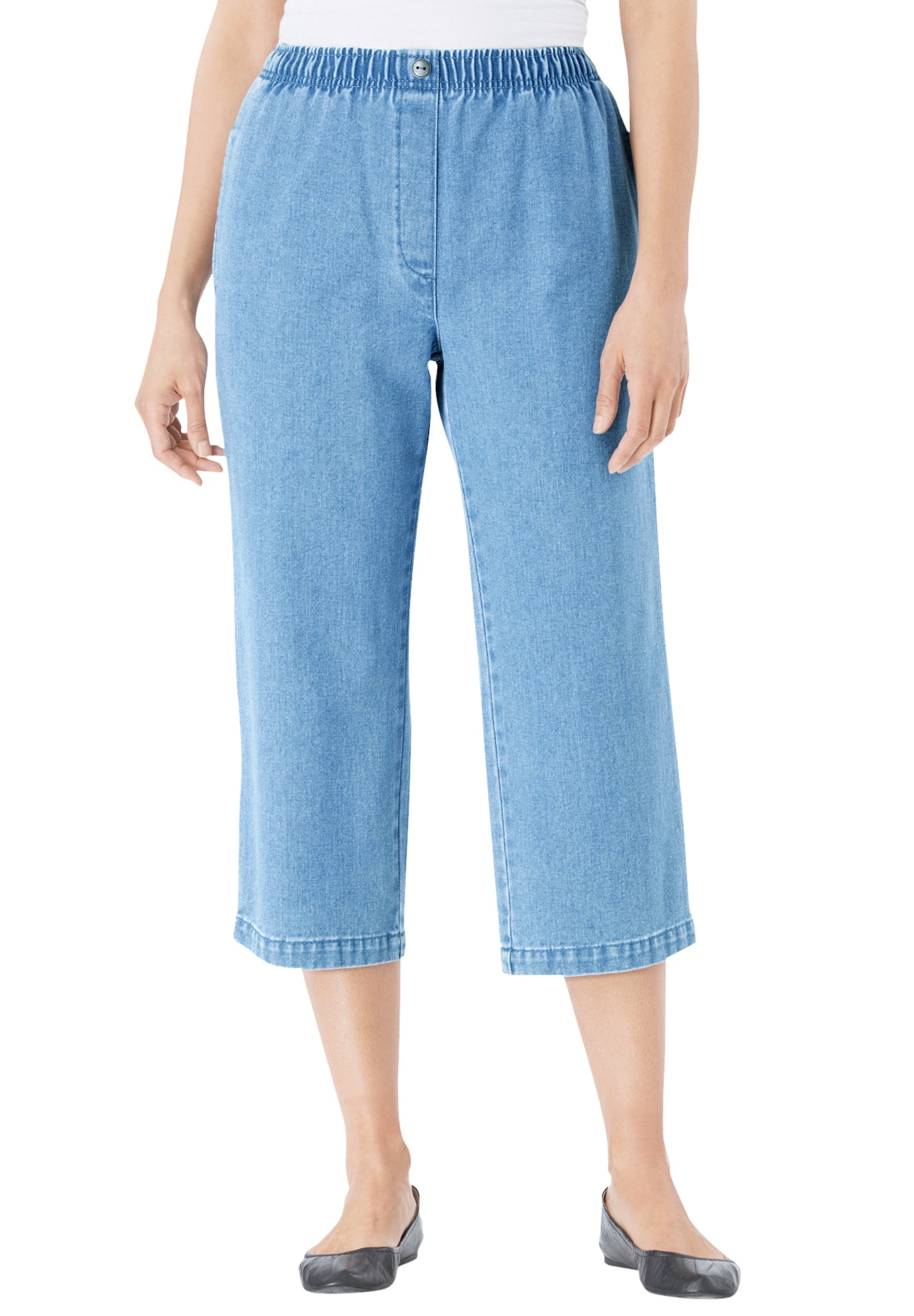 Woman Within Womens Plus Size Petite Stretch Cotton Capri Legging